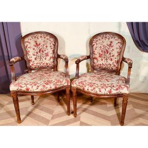 Pair Of Transitional Period Armchairs, 18th 