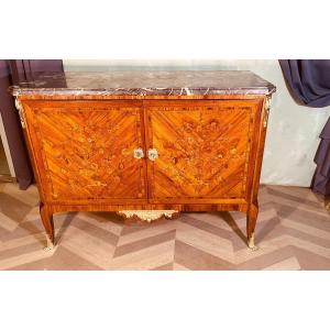 Louis XVI Chest Of Doors, In Marquetry, Early 19th Century 