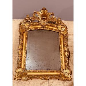 Regency Mirror In Golden Wood, 18th Century Period 