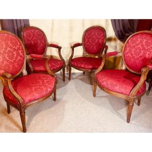 Suite De 4 Fauteuils Estampillés G . Jacob , 18eme Siècle 