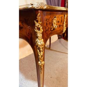 Bureau Louis XV , Bronze au C Couronné  , époque  XIXe Siècle 