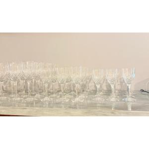60 Saint Louis Signed Crystal Glasses 