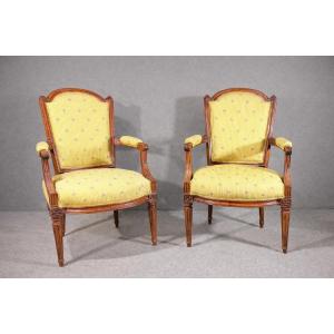 Paire de Fauteuils Estampillés DELAPORTE , XVIIIe Siècle 