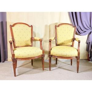 Paire de Fauteuils Estampillés DELAPORTE , XVIIIe Siècle