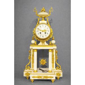 Pendule Louis XVI , en Bronze et Marbre Blanc , JAPY Frères 