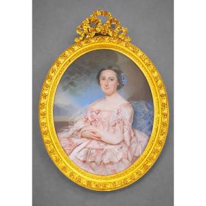 Grand Pastel signé Amélie FAYOLLE ( 1826-1880 ) XIXe Siècle 