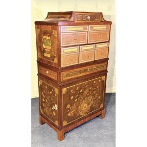 Cartonnier Louis XVI en Marqueterie , Époque XVIIIe Siècle 
