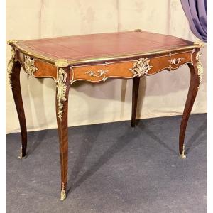 Bureau Louis XV en Marqueterie , Époque XIXe Siècle 
