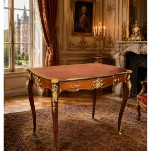 Bureau Louis XV en Marqueterie , Époque XIXe Siècle 