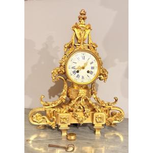 Louis XVI Gilt Bronze Clock: H 46 Cm