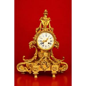 Louis XVI Gilt Bronze Clock: H 46 Cm