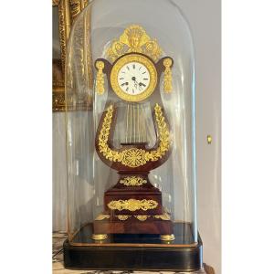 Large Lyre Charles X Clock With Its Globe: 65 Cm