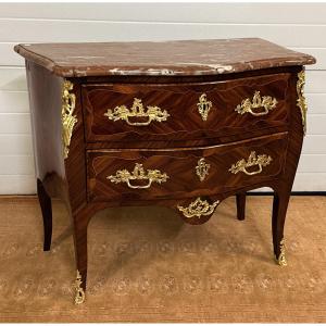Curved Chest Of Drawers, Stamped "pierre Roussel," 18th Century 