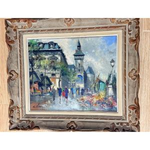 Quai aux Fleurs à Paris , signé Fernand CLAVER ( 1918-1961 )