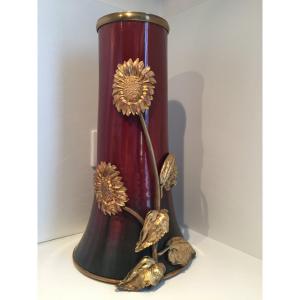 Vase Faïence Aux Tournesols , ART NOUVEAU
