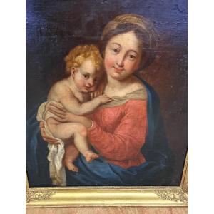 Vierge à L'Enfant , Suiveur de MIGNARD , 18ème Siècle