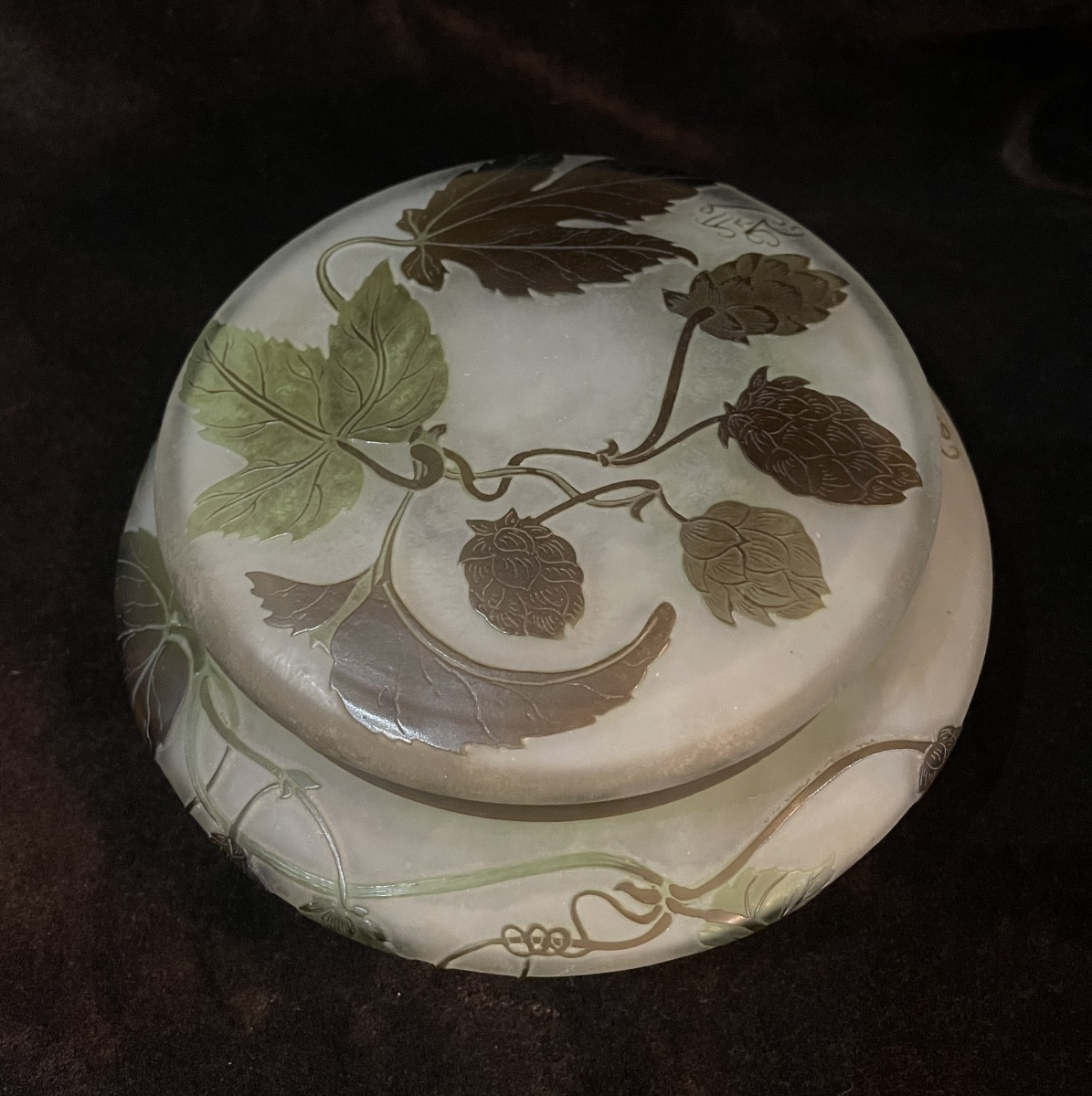 Bonbonnière GALLÉ fleurs de houblon