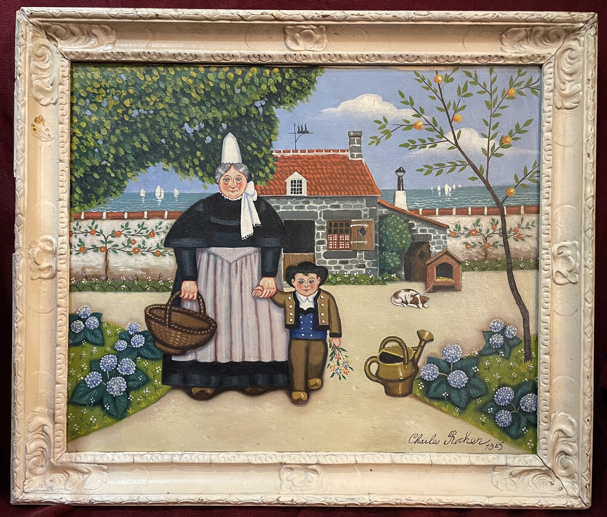 Tableau école naïve bretonne 1925