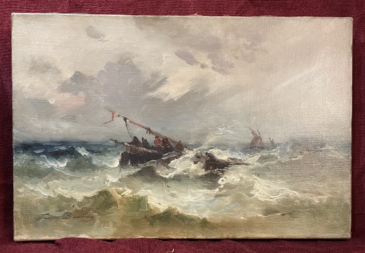 "Bateau de pêche par gros temps" , Firmin Barrière 