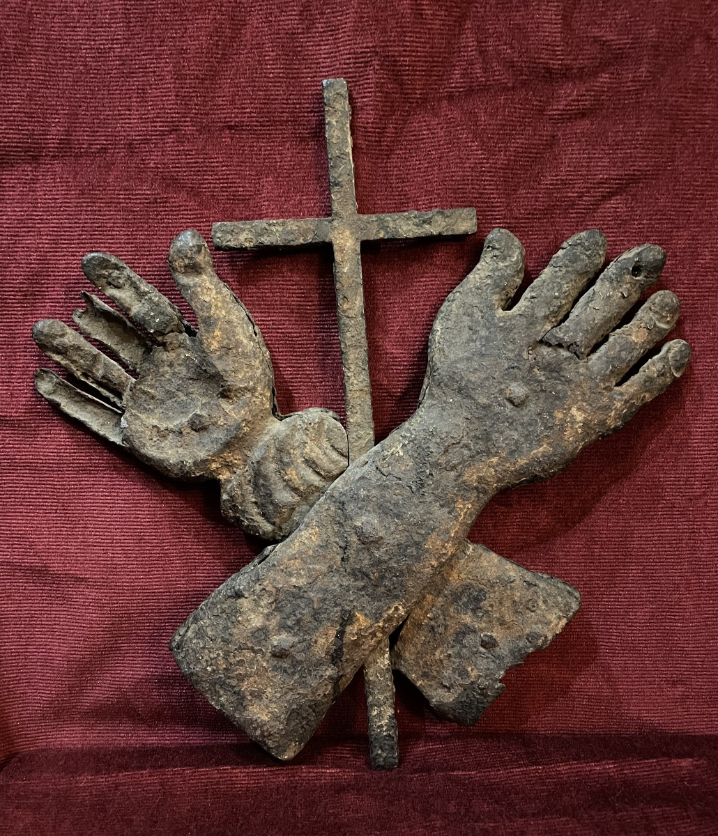 Wrought Iron Emblem Of The Franciscan Order, Folk Art, 16th Century -photo-2