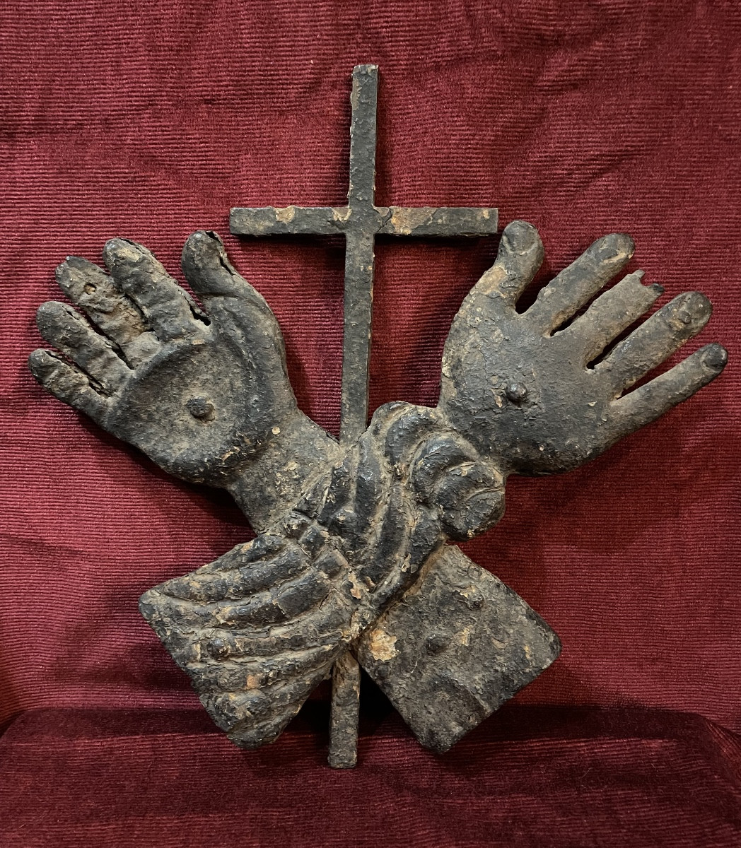 Wrought Iron Emblem Of The Franciscan Order, Folk Art, 16th Century 