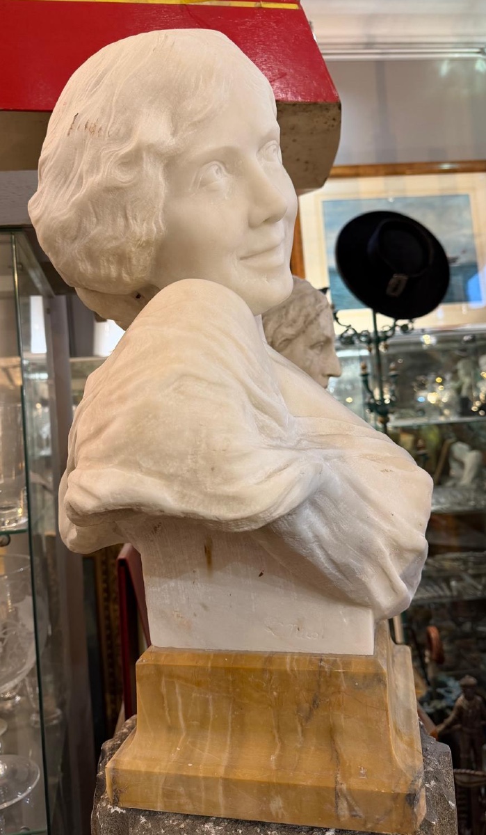 Buste de jeune fille, marbre original de NICOT-photo-3