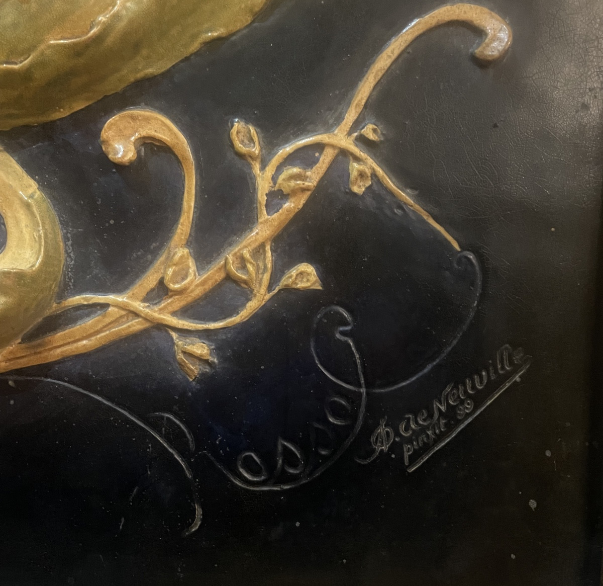 Chimère en terre cuite haut-relief, Art Nouveau 1899-photo-3