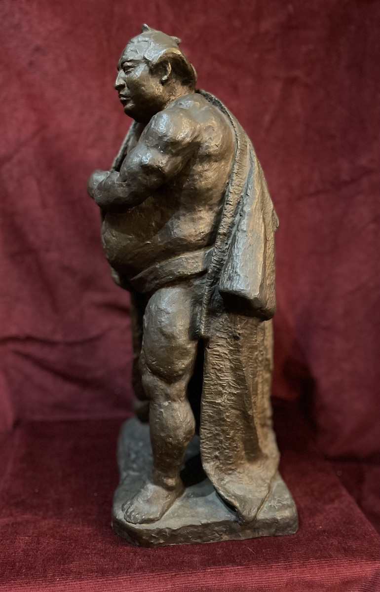 “the Sumotori Will Fight”, Bronze By Yoshioki Hasegawa, 1935-photo-4