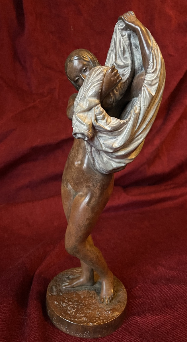 "young Woman In A Shirt", Bronze, By Charles Cumberworth-photo-3