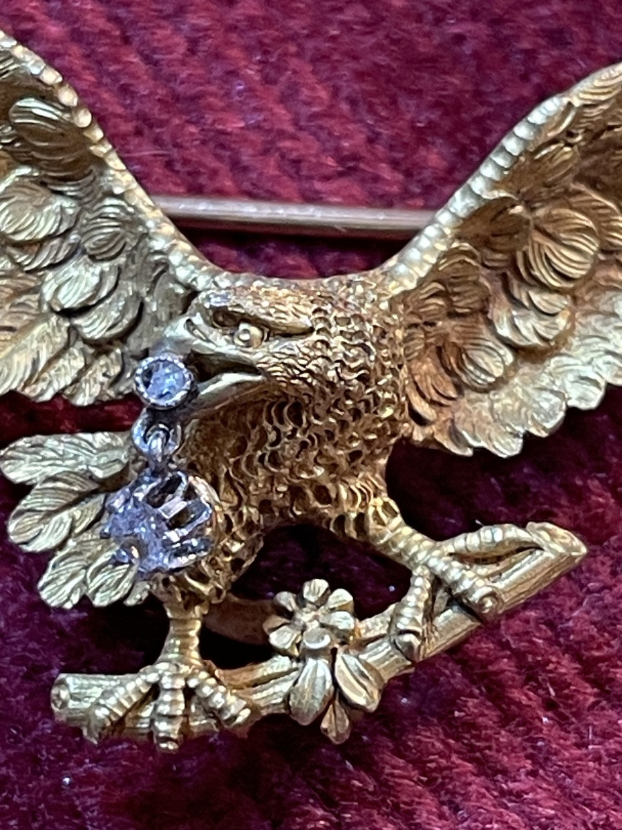 Gold And Diamond Napoleon III Eagle Brooch -photo-3