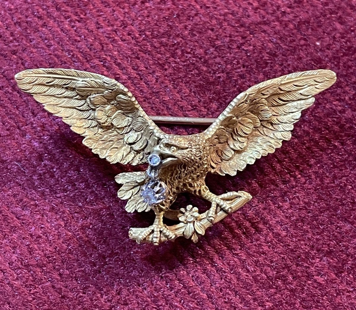 Gold And Diamond Napoleon III Eagle Brooch 