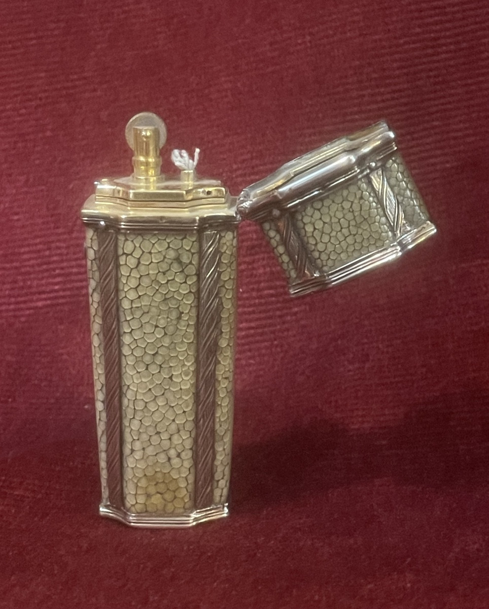 Briquet à essence en argent et galuchat-photo-2