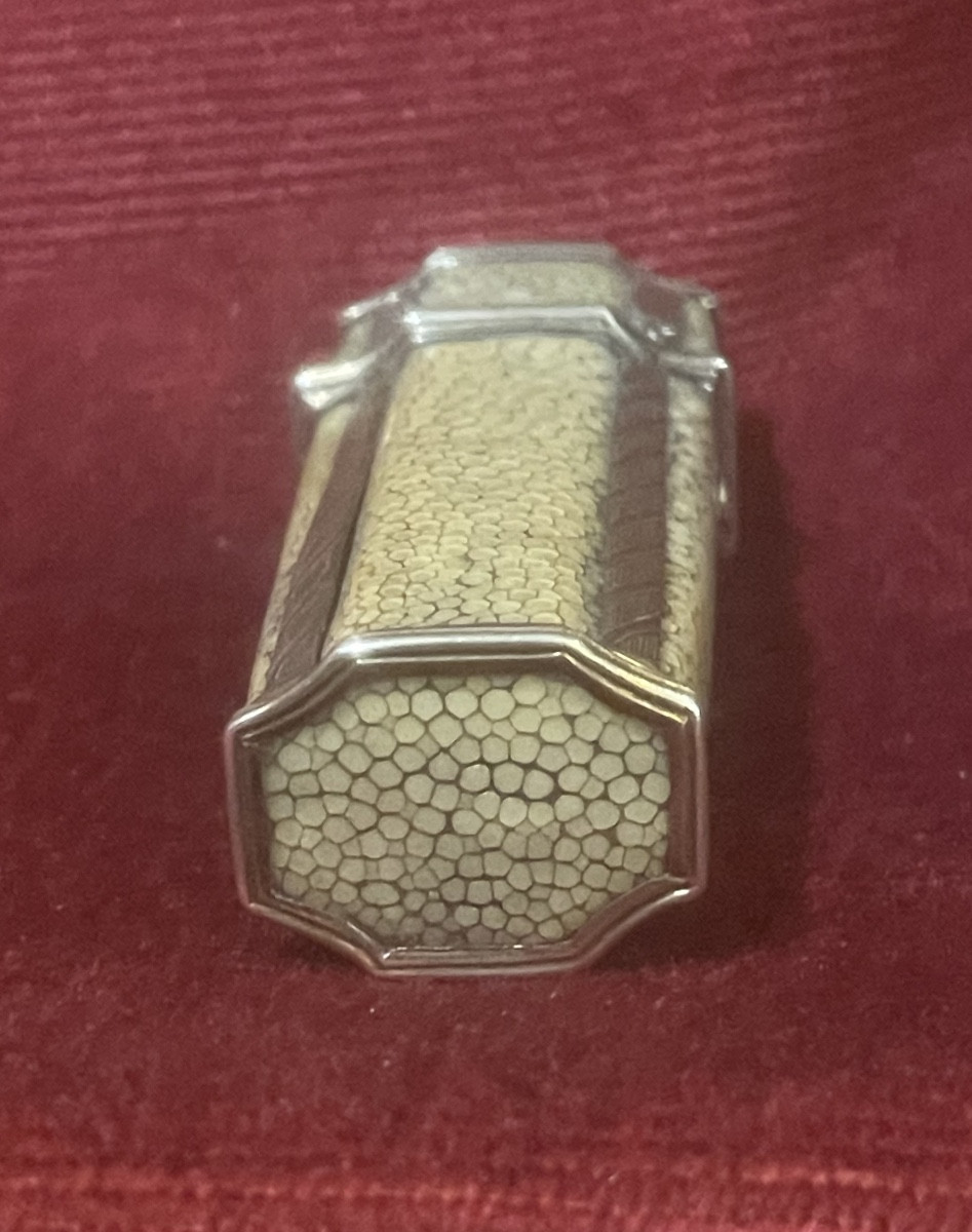 Briquet à essence en argent et galuchat-photo-1