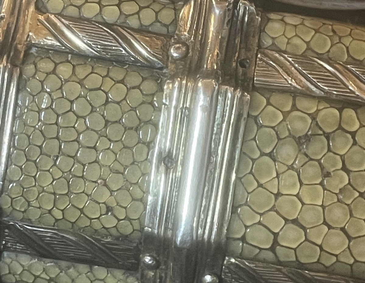 Briquet à essence en argent et galuchat-photo-2