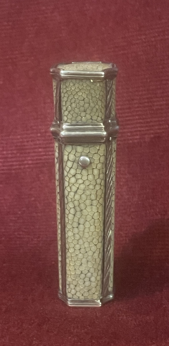 Briquet à essence en argent et galuchat-photo-3