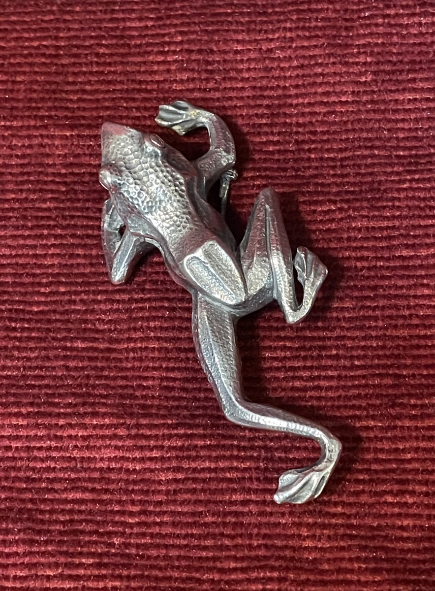 Ancienne Broche grenouille en argent 