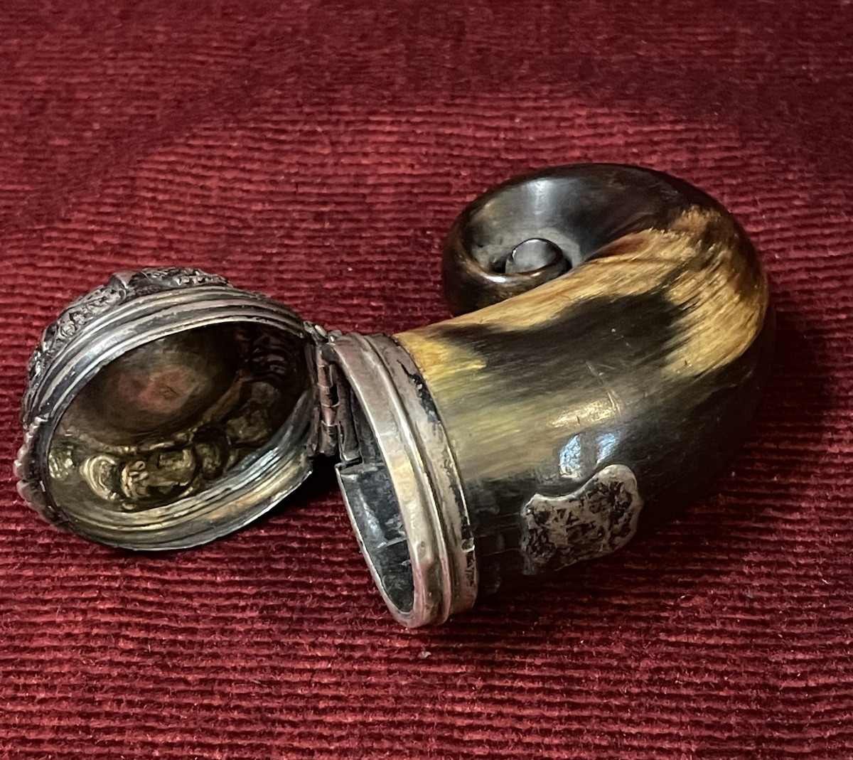 Tabatière écossaise en corne et argent massif, 19 ème siècle -photo-2