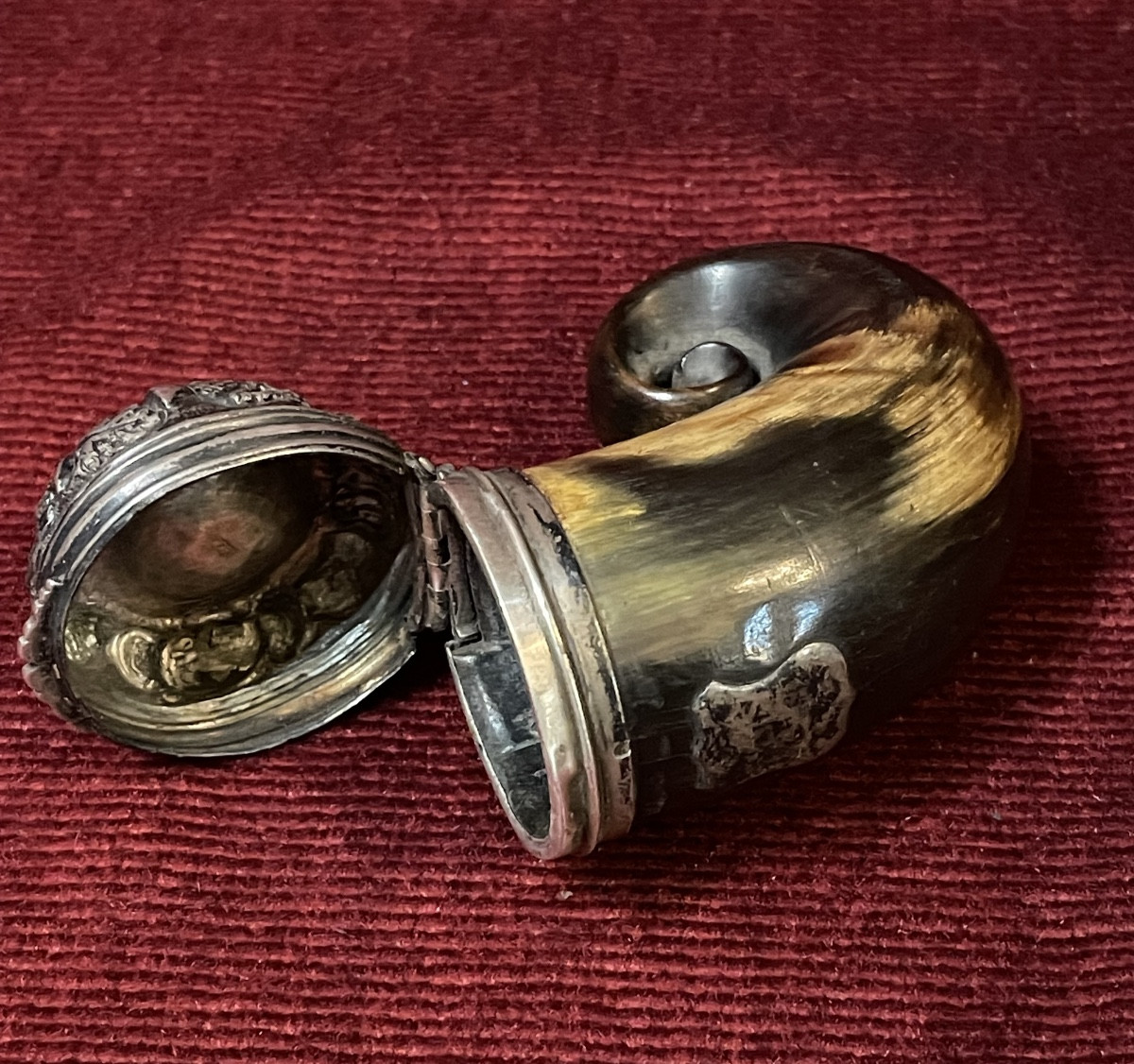 Tabatière écossaise en corne et argent massif, 19 ème siècle -photo-3