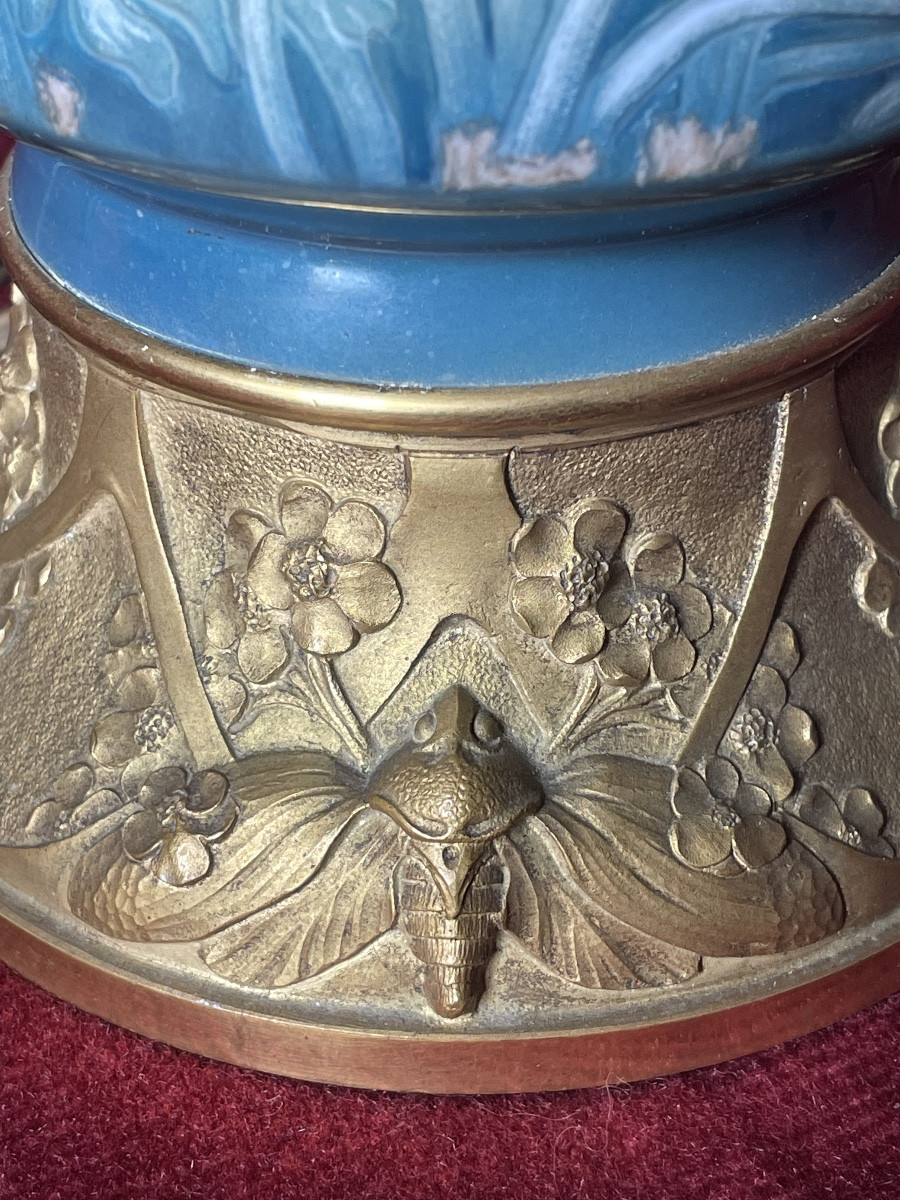 Royal Copenhagen Bronze And Porcelain Lamp, 1920-photo-2