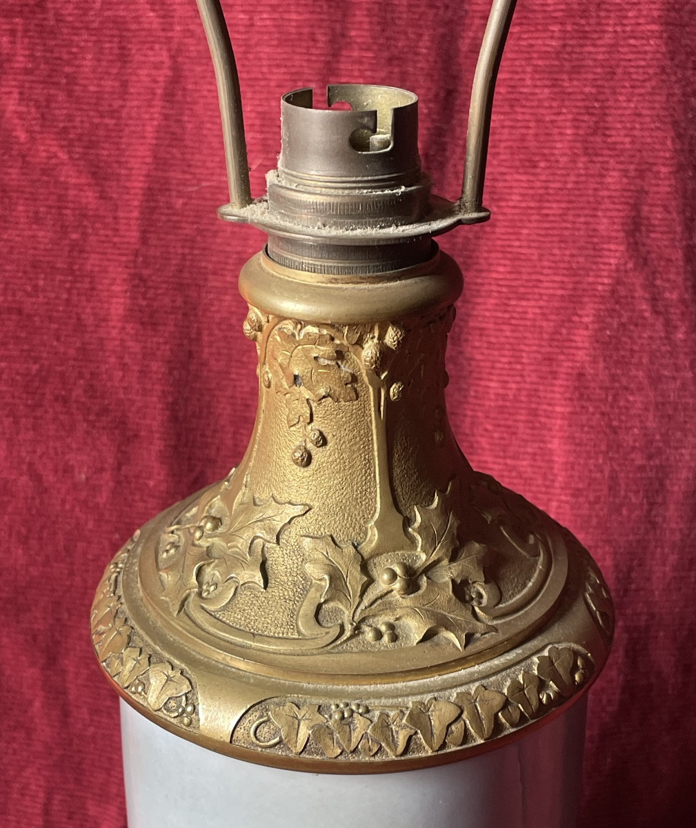 Royal Copenhagen Bronze And Porcelain Lamp, 1920-photo-4