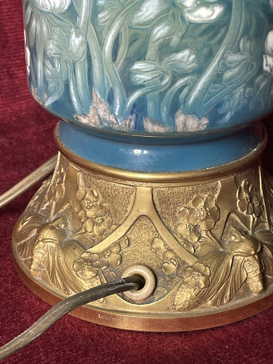 Royal Copenhagen Bronze And Porcelain Lamp, 1920-photo-5