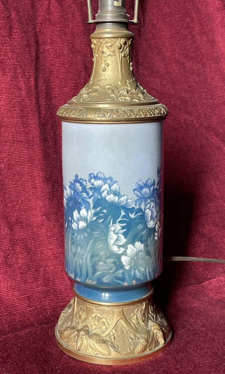 Royal Copenhagen Bronze And Porcelain Lamp, 1920