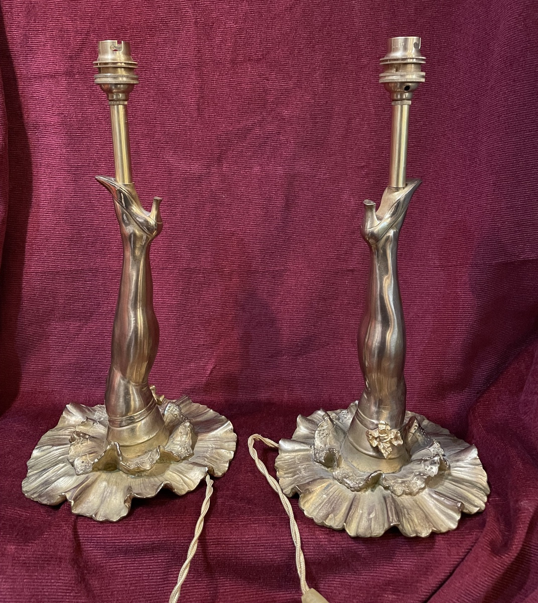 French Cancan Lamps In Bronze By Fred Perret-photo-1