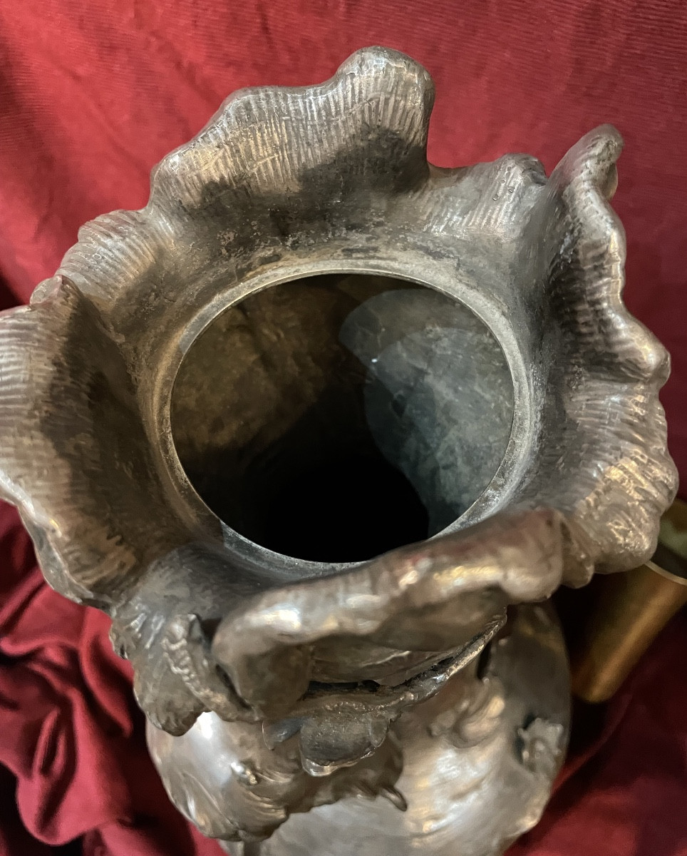 Important vase Art Nouveau aux sirènes par Ignaz Manche-photo-5