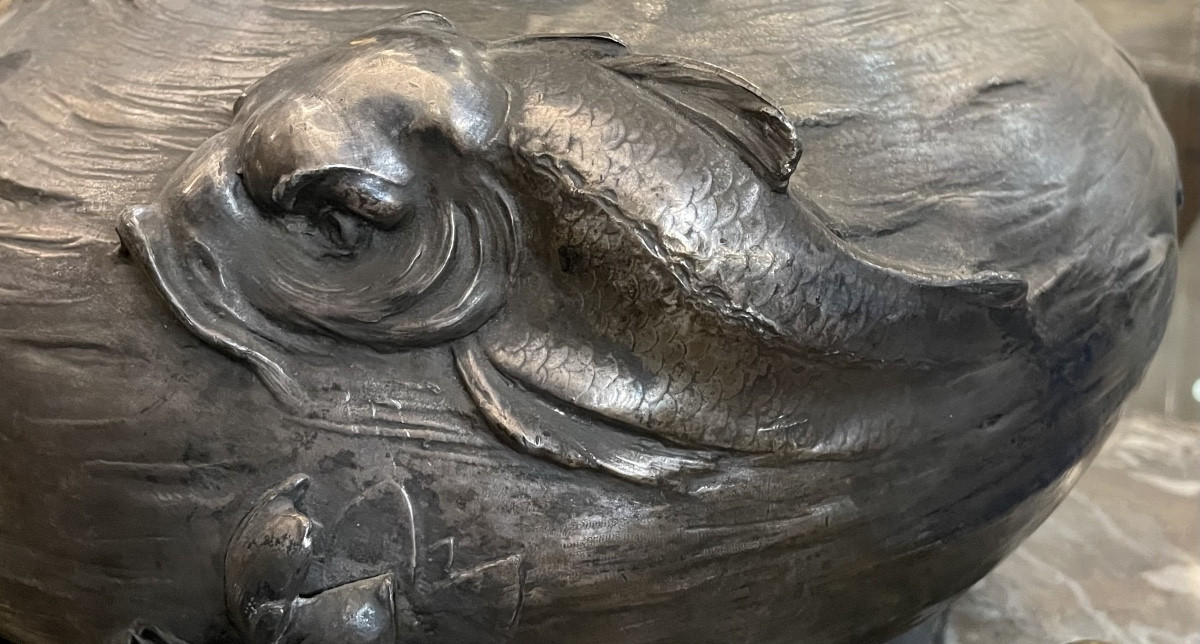 Important vase Art Nouveau aux sirènes par Ignaz Manche-photo-8