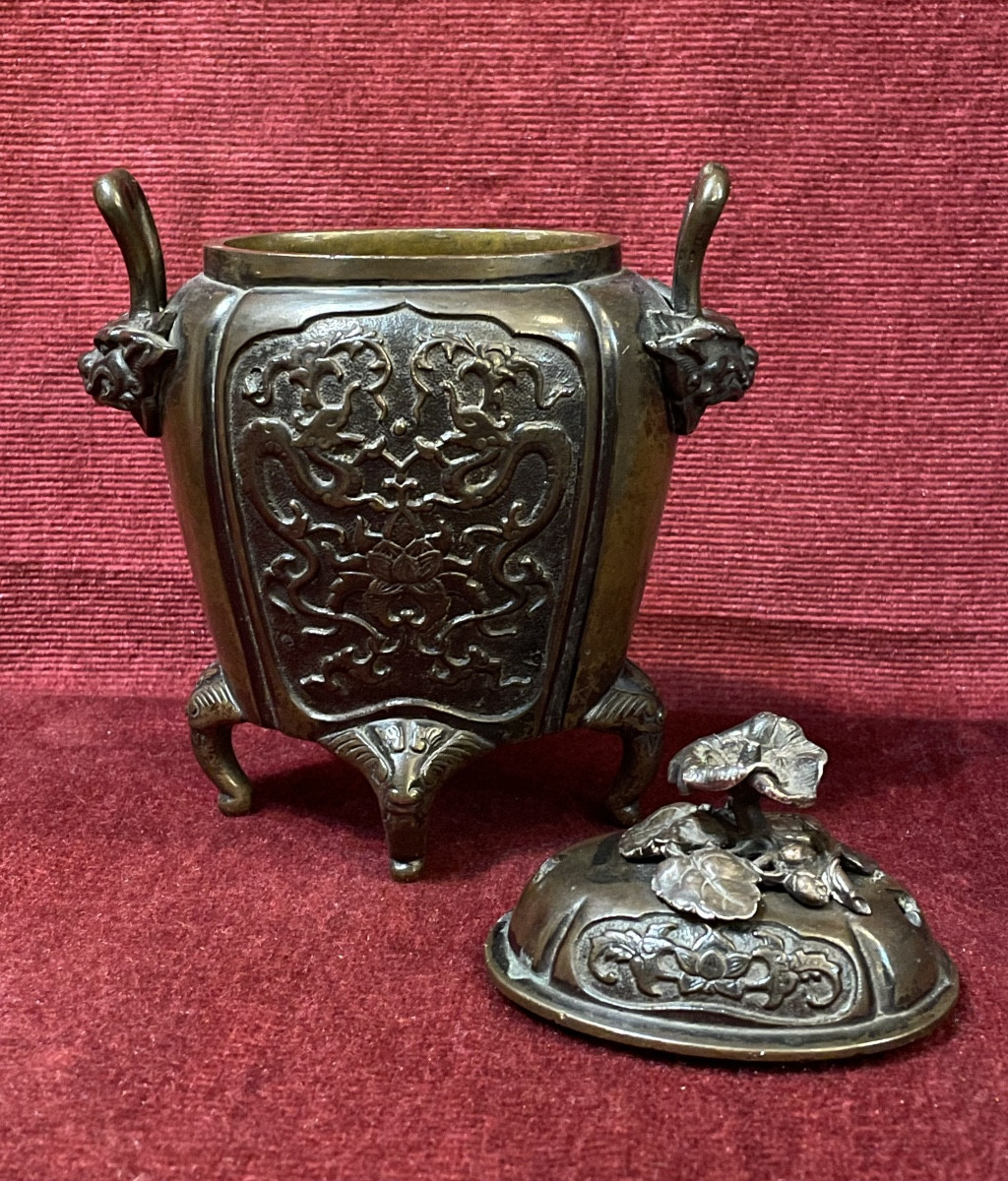 Bronze Incense Burner Or Potpourri, Japan 19th Century-photo-2