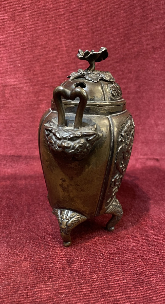 Bronze Incense Burner Or Potpourri, Japan 19th Century-photo-2