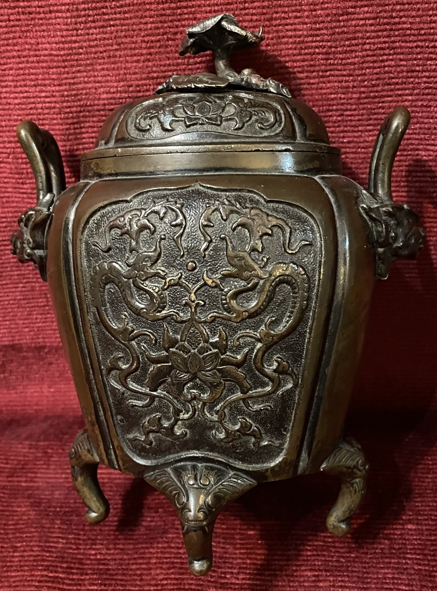 Bronze Incense Burner Or Potpourri, Japan 19th Century-photo-3