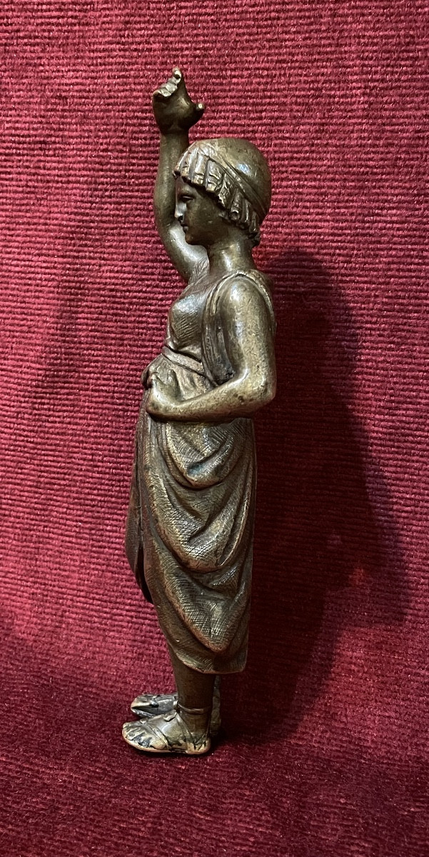Elément  en bronze, femme à l'antique, 18 ème siècle-photo-2