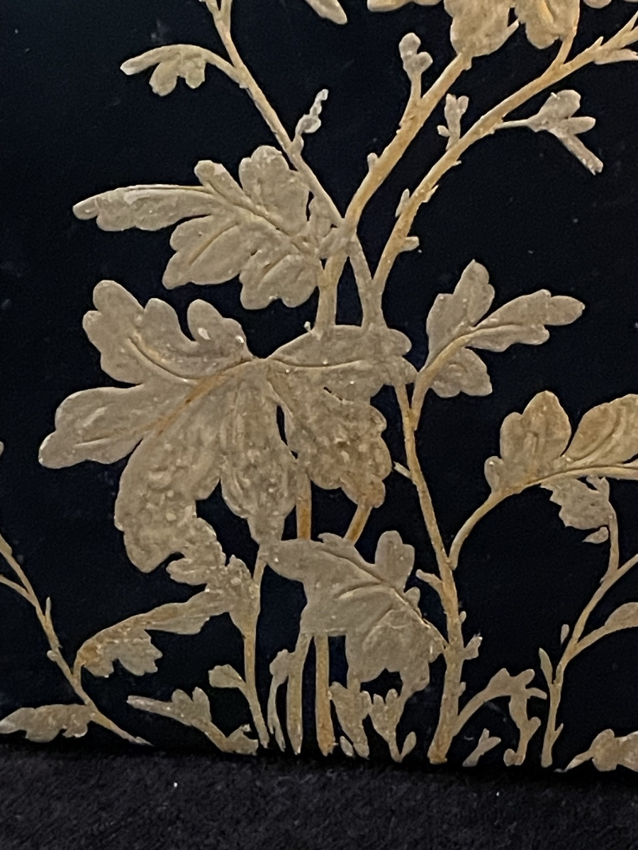 "Chrysanthèmes", petit panneau en laque par Thanh Ley-photo-3